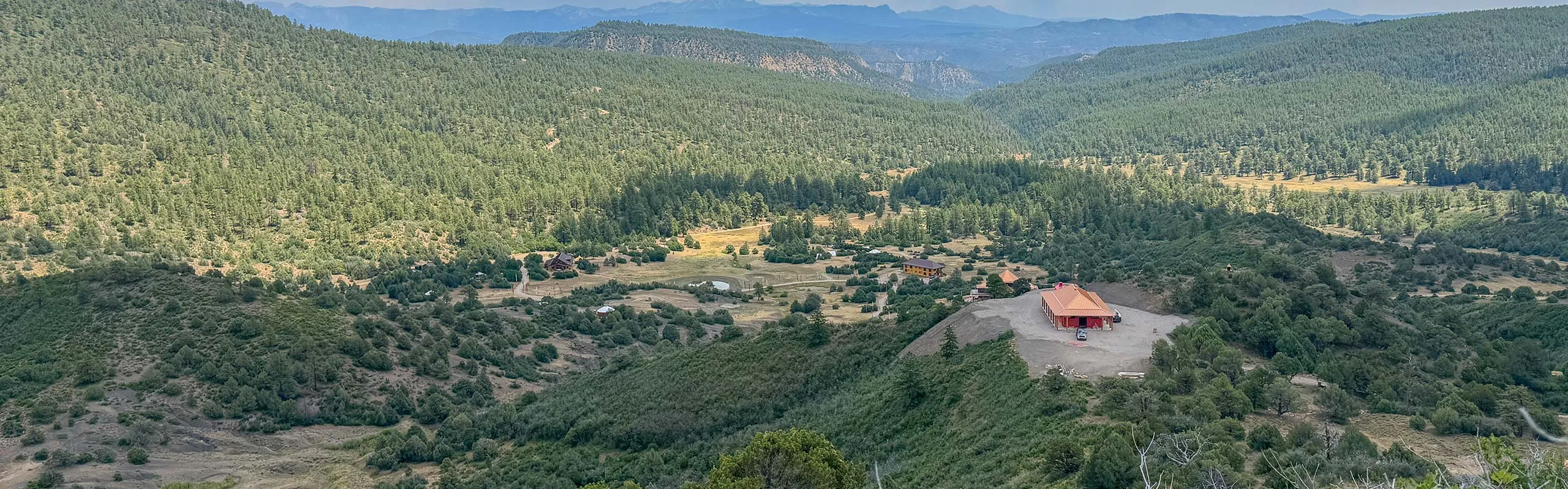 Zhitro Temple among the vast landscape - view from above