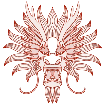 feeding your demons pathway lineage icon - stylized dragon outline in red